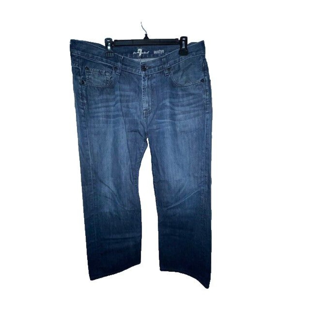 7 For All Mankind Austyn Straight Leg Dark Blue Denim Jeans Mens 36 Actual 38x28